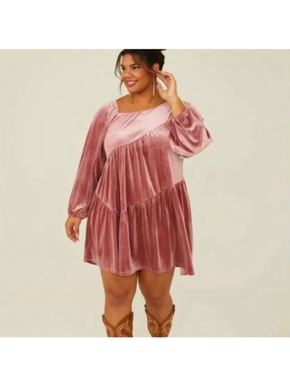 Arula pink velvet dress size A 1X pink